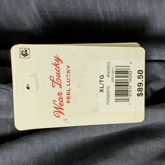 Lucky Brand Blue Embroidered Cutout V-neck Top XL - Picture 6 of 7